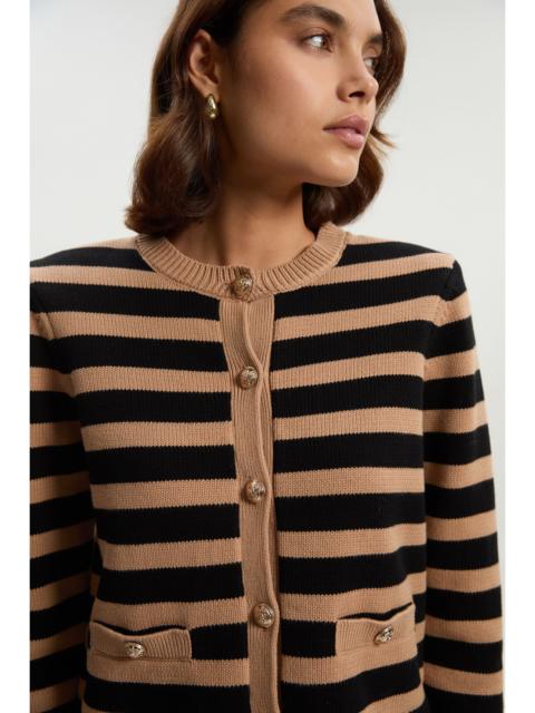 Cotton Knit Nautical Boxy Stripe Jacket
