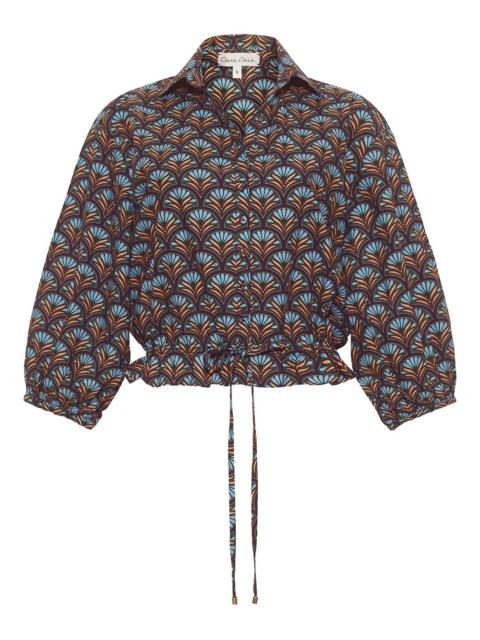 Hutton shell-print drawstring blouse