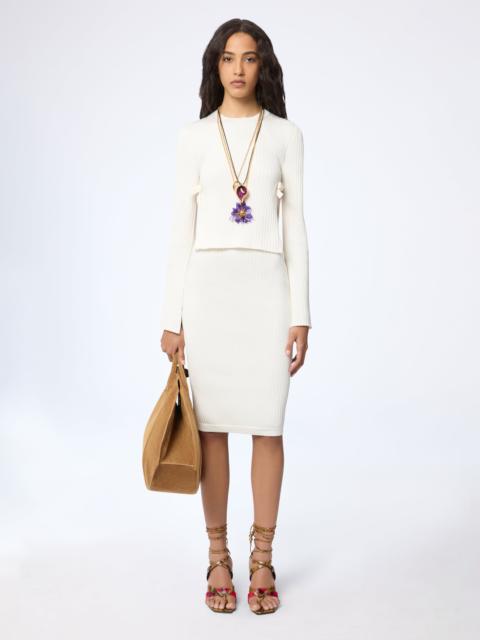 Ribbed Sweater With Bows