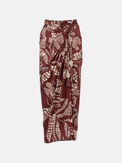 Uma printed cotton midi skirt