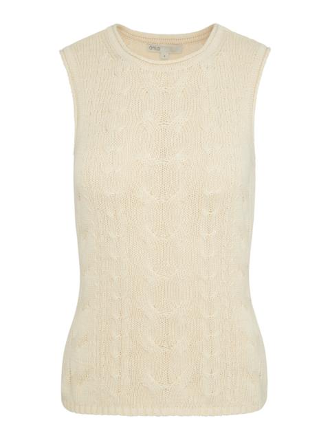 Linen Cable-Knit Linen Top neutral