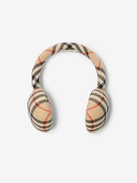Check Wool Cashmere Earmuffs