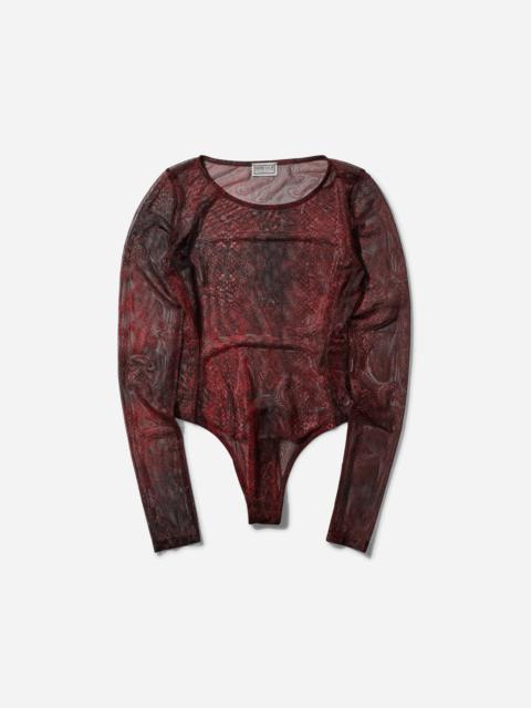 Women's Printed Mesh Bodysuit Petite