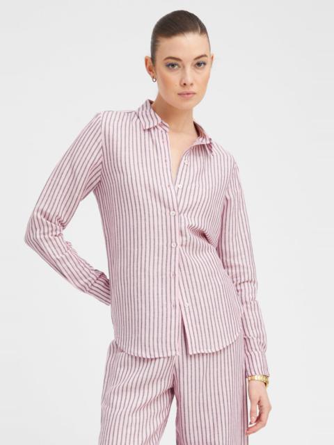 PINK INDIGO STRIPE LINEN FONDA BUTTON DOWN