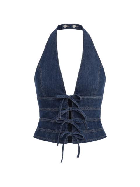 tie detail halter top