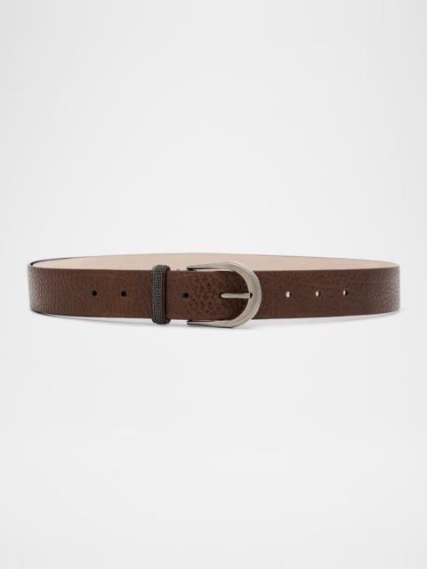 Calf Leather Belt W/ Brass Buckle