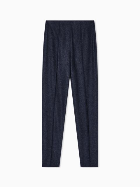 STRAIGHT TROUSERS IN WOOL-AND-CASHMERE FLANNEL