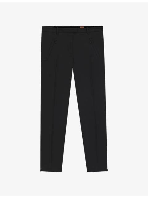 Cropped Slim-Fit Cotton Blend Trousers