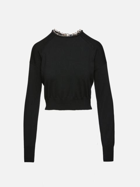 Chain Neckline Wool Sweater