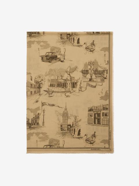 London Landmarks Wool Silk Scarf