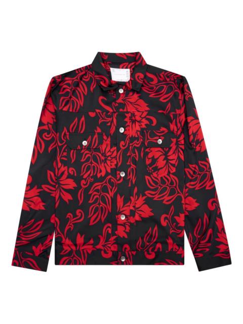 leaf-print shirt jacket