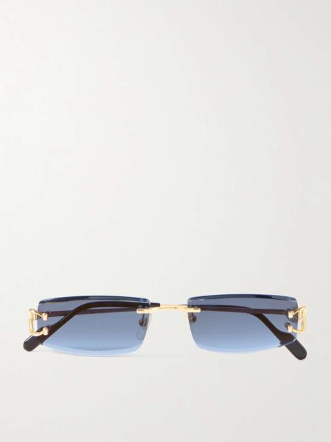 C De Cartier Rimless Rectangle-Frame Gold-Tone Sunglasses