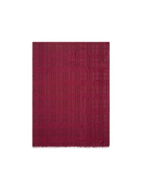 wide Check silk wool cashmere scarf