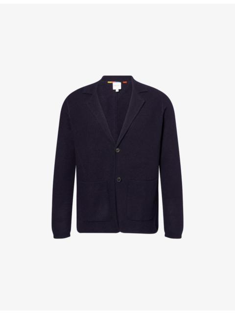 Notched-Lapel Patch-Pocket Wool Cardigan