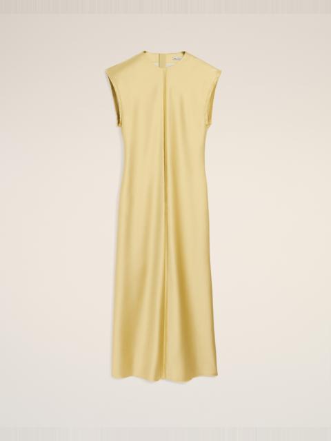 GREEN LONG  RAW EDGE DETAILS DRESS