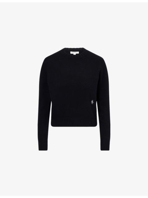 Emblem-Embroidered Cashmere-Blend Jumper