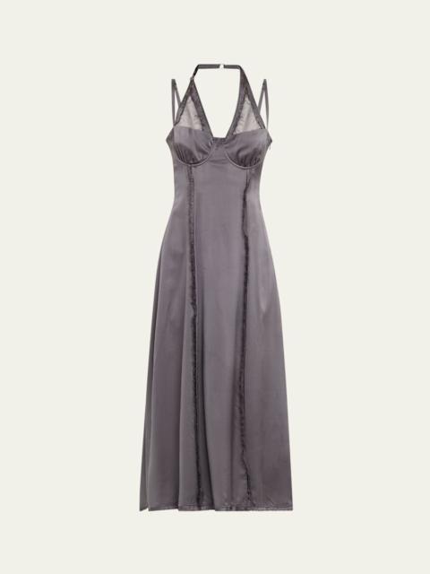 Shredded Silk Midi Dress