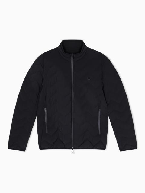 WATER REPELLENT CHEVRON QUILTED DOWN JACKET IN NYLON SPANDEX