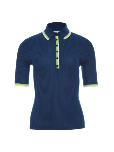 Perro Knit Polo in Washed Denim Cashmere Silk