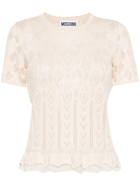 ruffle-hem pointelle-knit top