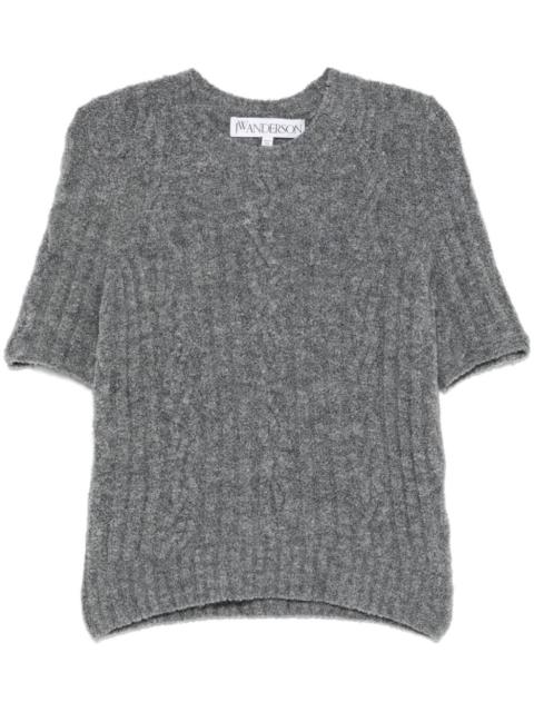 cable-knit short sleeve T-shirt