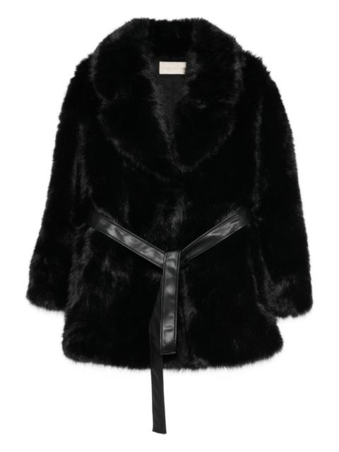 belted faux fur jacket