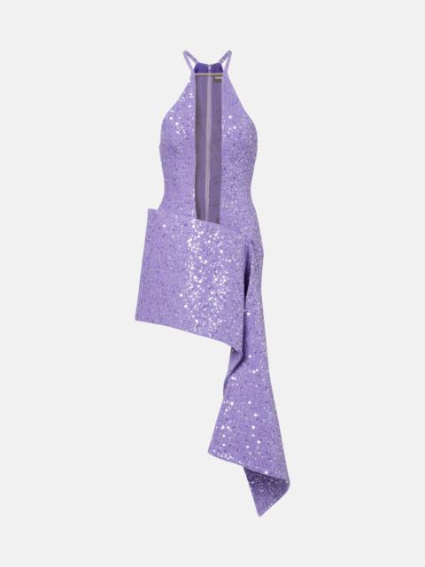 Draped sequined minidress