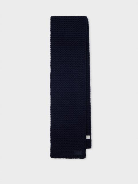 Navy Chunky Knit Wool Scarf