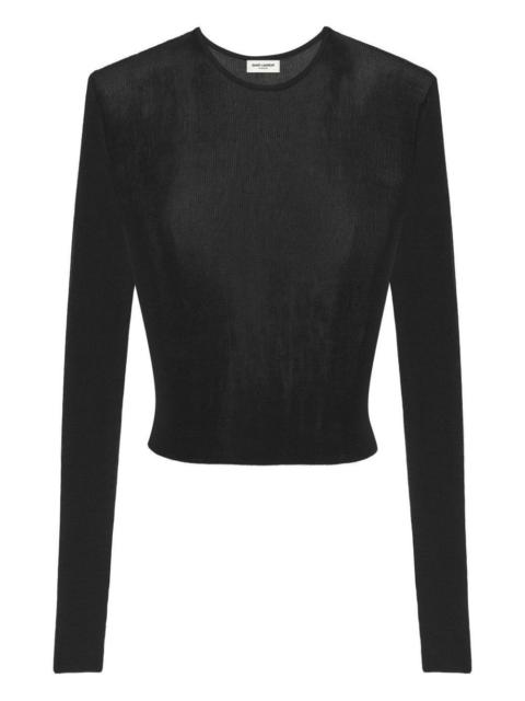 round-neck fine-knit top