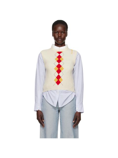 Off-Whtie Argyle Vest