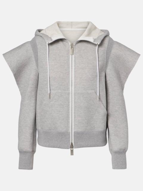 Cutout cotton-blend fleece hoodie