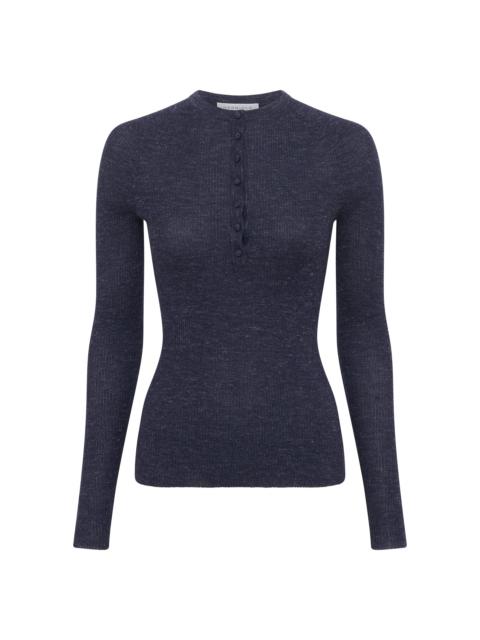 Anges Knit Henley in Denim Cashmere Silk