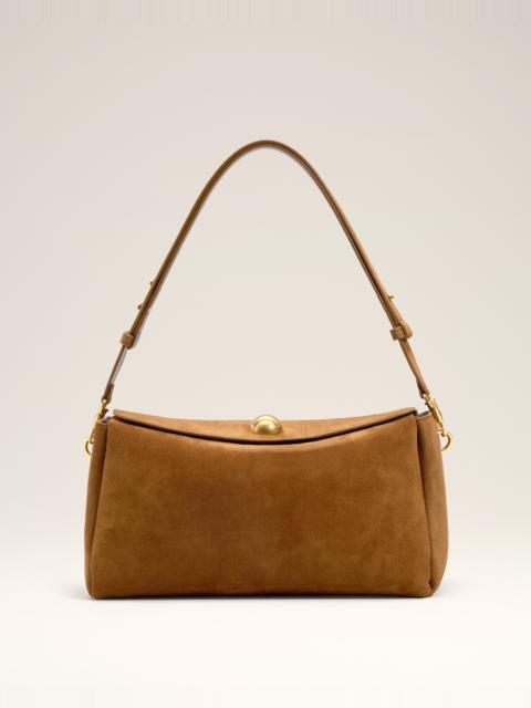 BROWN SUEDE LEATHER CARROUSEL MEDIUM BAG