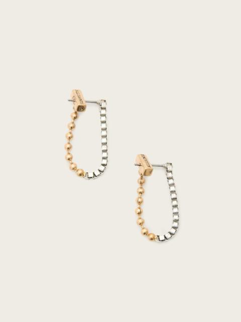 BOX CHAIN TWO TONE BALL EARRINGS