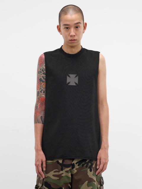 Black Leather Biker Cross Tank