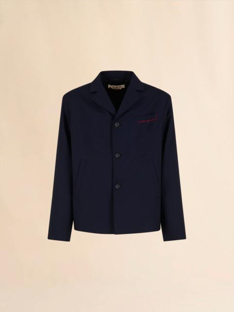 DEEP BLUE SINGLE BREASTED WOOL JACKET WITH MARNI SYMBOL