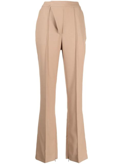 high-waisted flared trousers
