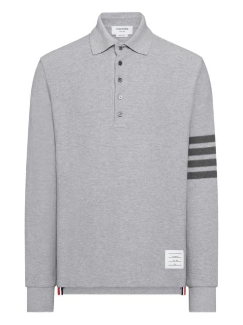 4-Bar textured-pique long-sleeved polo shirt