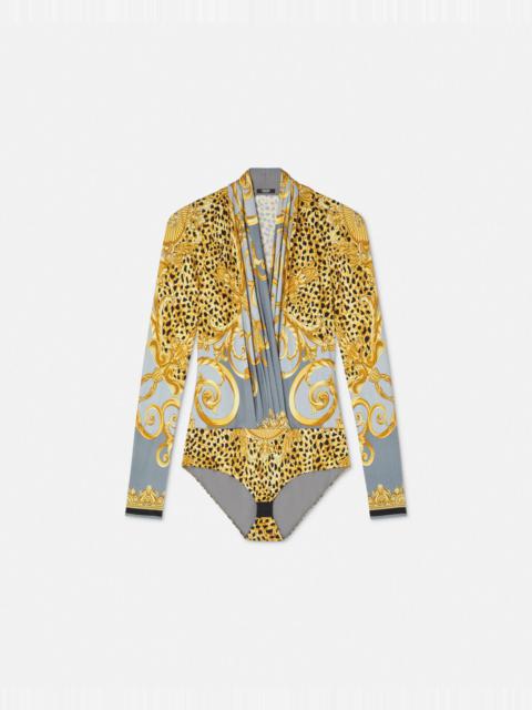 Cheetah Foulard Draped Bodysuit