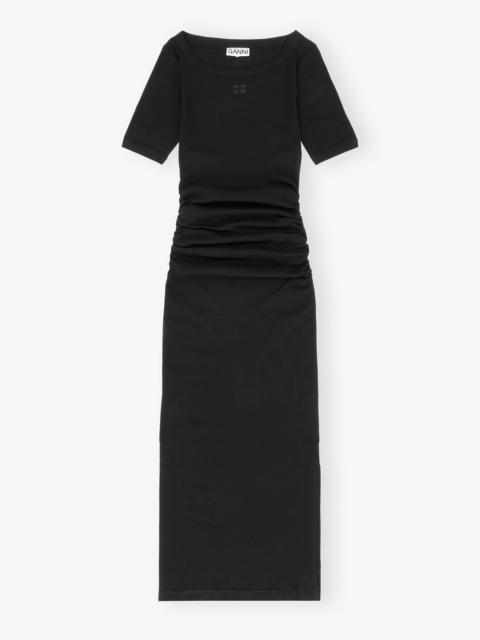 BLACK SOFT COTTON RIB DRESS