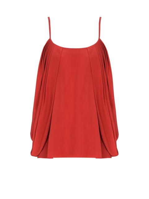 Draped silk crepe top