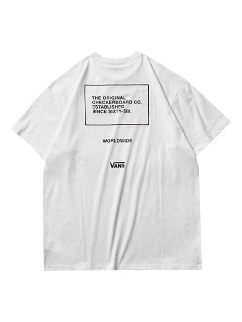 Vans Alphabet Printing Athleisure Casual Sports Short Sleeve Couple Style White VN0A4MLWWHT