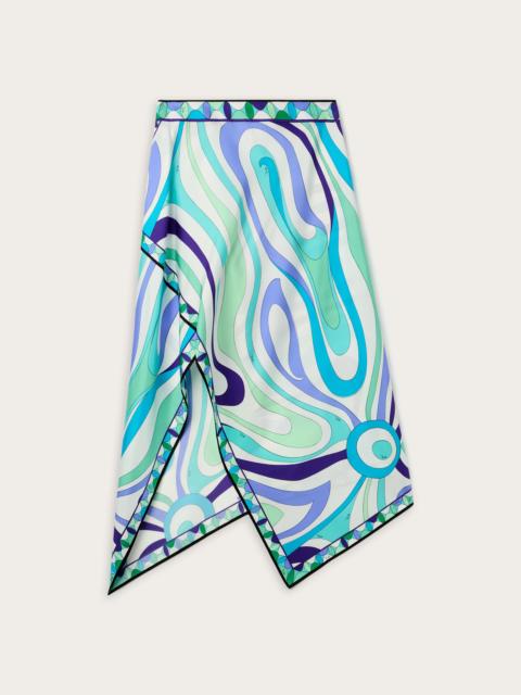 MARMO PRINT ASYMMETRICAL SILK TWILL SKIRT