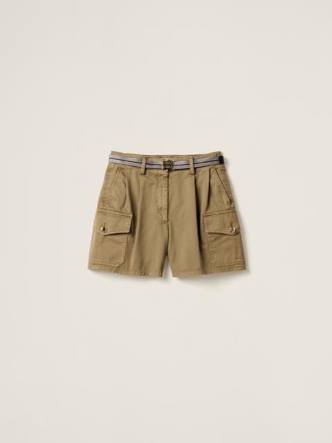 Garment-dyed cotton satin shorts