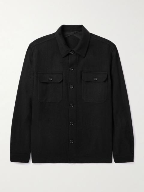 Basketweave-Knit Cashmere Shirt Jacket Black