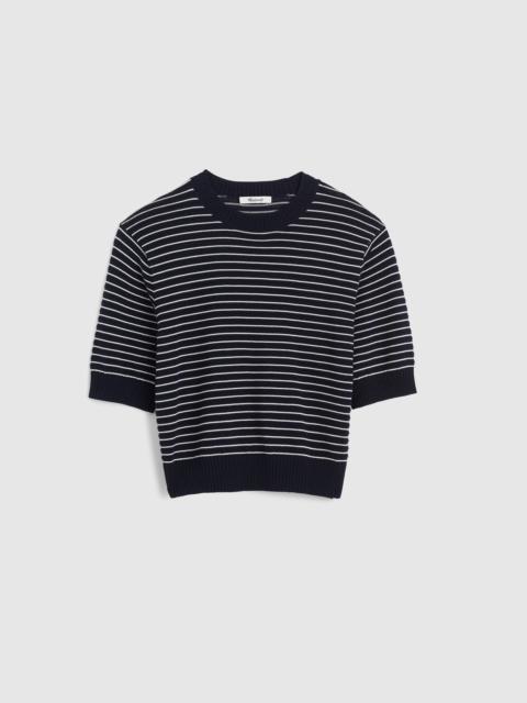 Textural-Stitch Crewneck Sweater in 100% Cotton