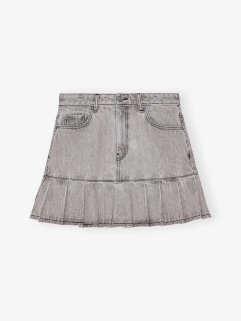 GREY FUTURE DENIM PLEATED MINI SKIRT