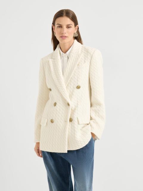 Cashmere cable knit blazer with monili