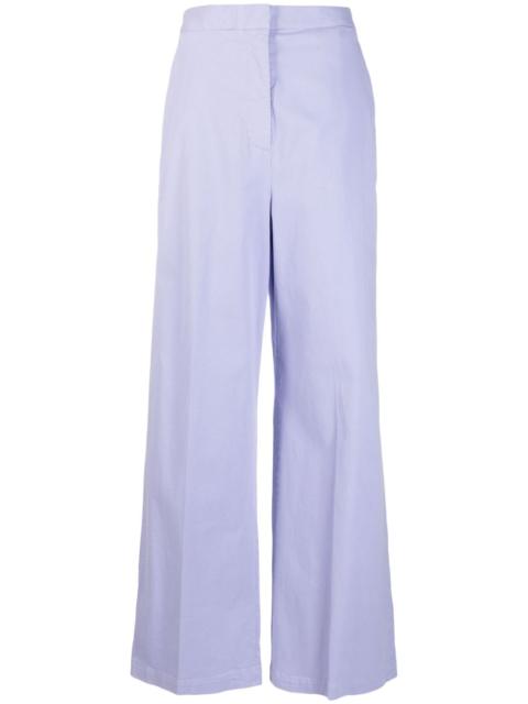 high-waisted flared trousers