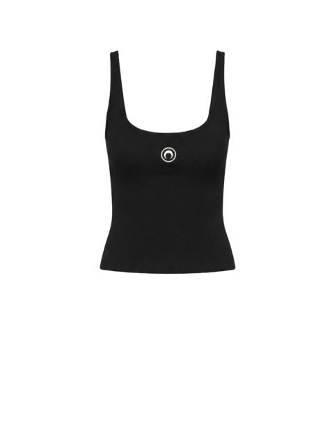 MOON LOGO RIBBED JERSEY CROPPED TANK TOP